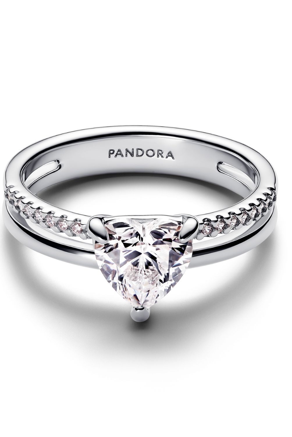 PANDORA - Anillo Pandora Corazón Doble Banda Plata Esterlina 