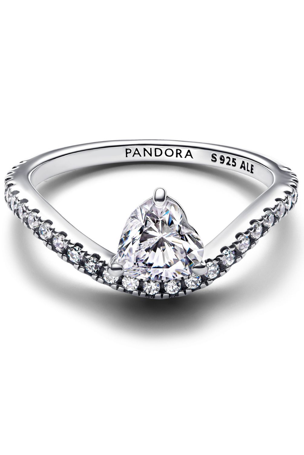PANDORA - Anillo Pandora Corazón Ondulado Pavé Plata Esterlina 