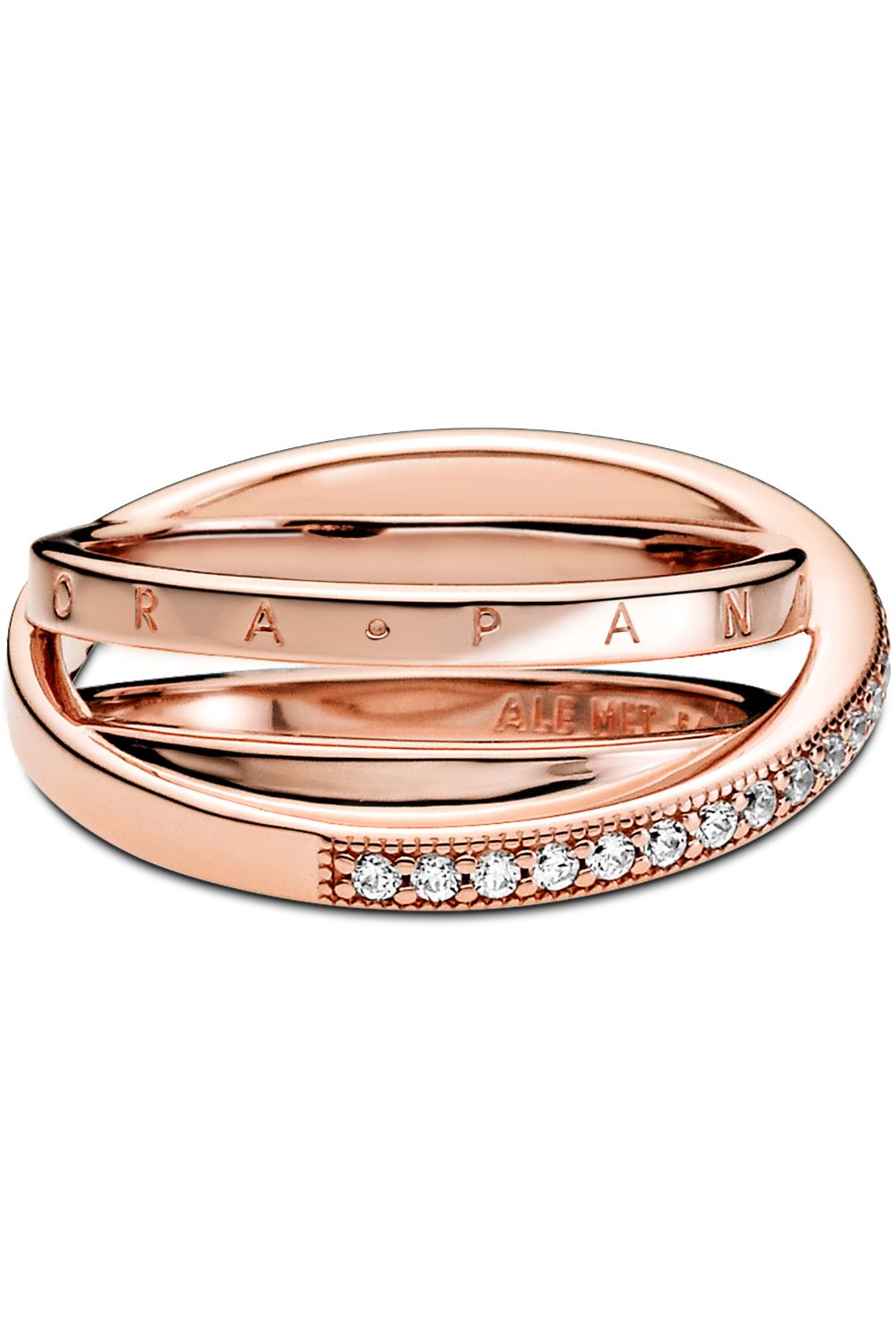 PANDORA - Anillo Pandora Banda Triple Recubrimiento Oro Rosa