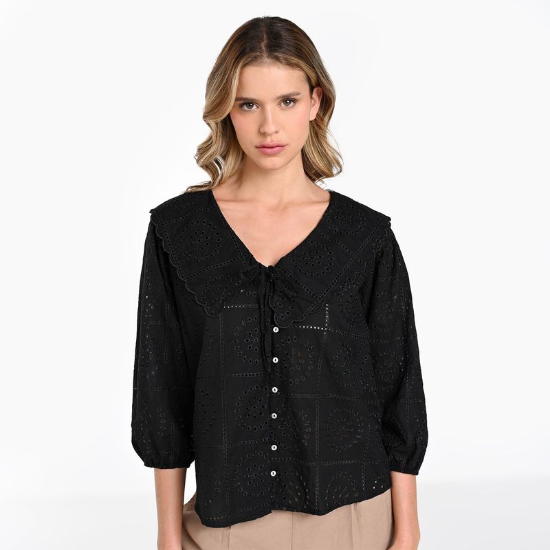BASEMENT - Camisa Mujer Manga 3/4 de Algodón Basement