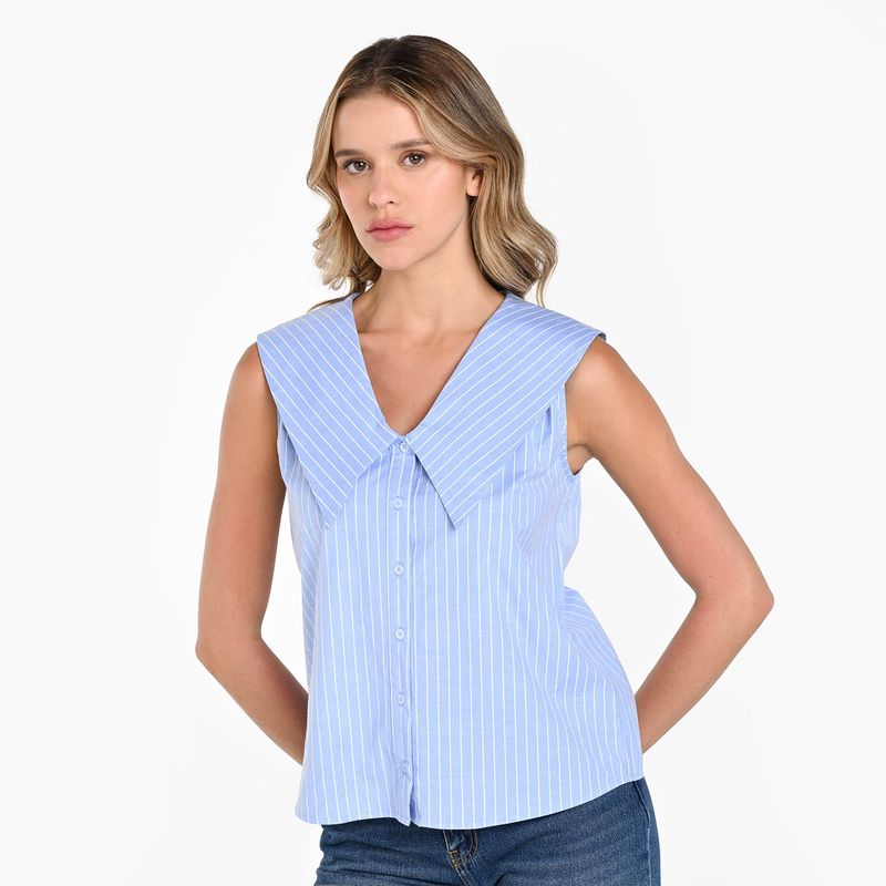 BASEMENT - Camisa Mujer Sin mangas de Algodón Basement