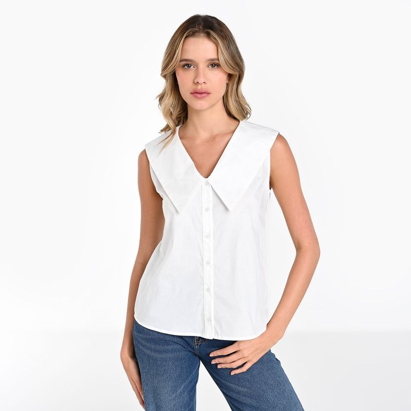 BASEMENT - Camisa Mujer Sin mangas de Algodón Basement