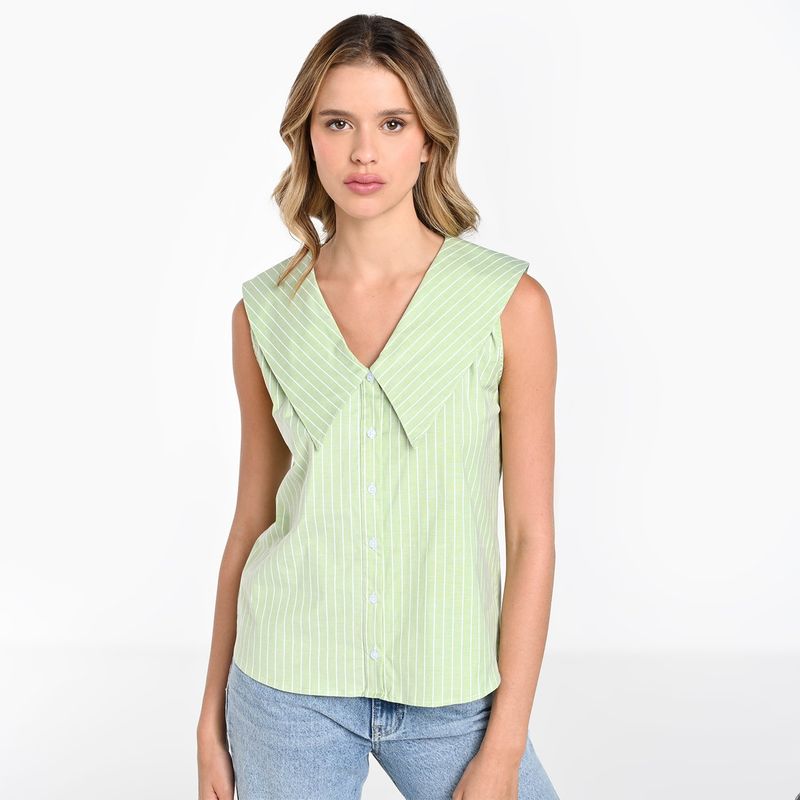 BASEMENT - Camisa Mujer Sin mangas de Algodón Basement