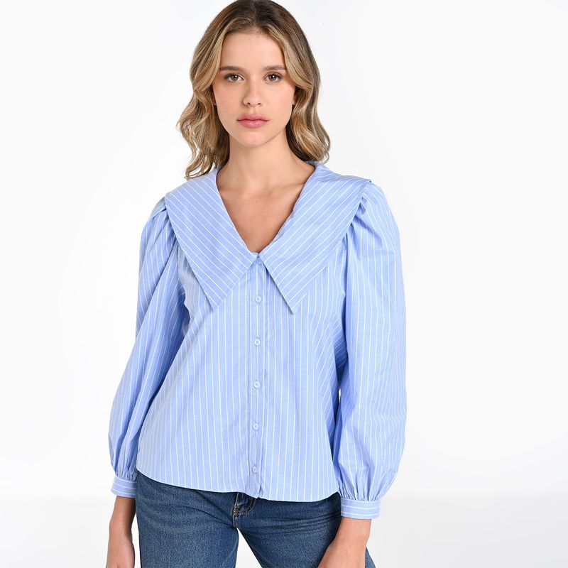 BASEMENT - Camisa Mujer Manga larga de Algodón Basement