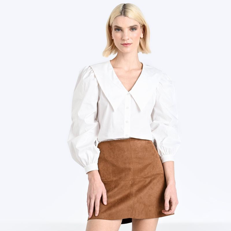 BASEMENT - Camisa Mujer Manga larga de Algodón Basement