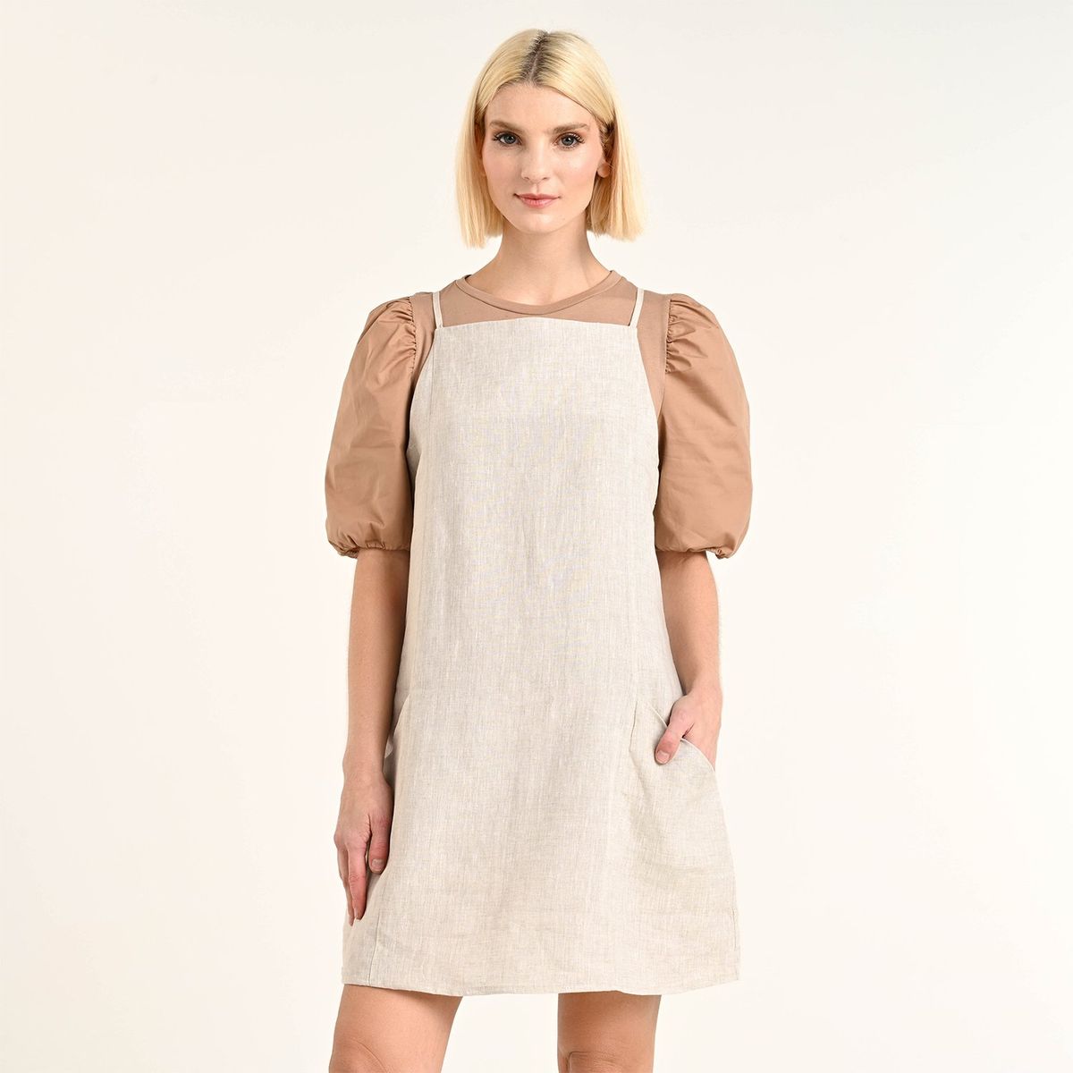 BASEMENT - Vestido Mujer Corto de Lino Basement