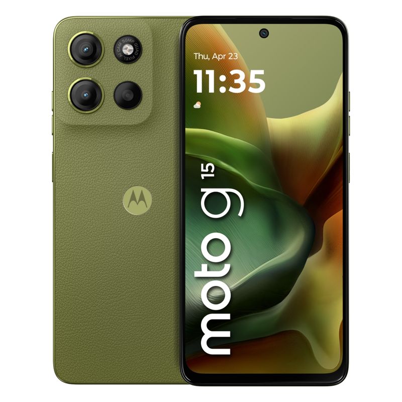 MOTOROLA - Celular Motorola G15 256GB|4GB RAM|Incluye en caja case protector + cargador de 20 W|Cámara posterior 50 MP|Cámara frontal 8MP|Pantalla 6,7 pulgadas|Mediatek G81