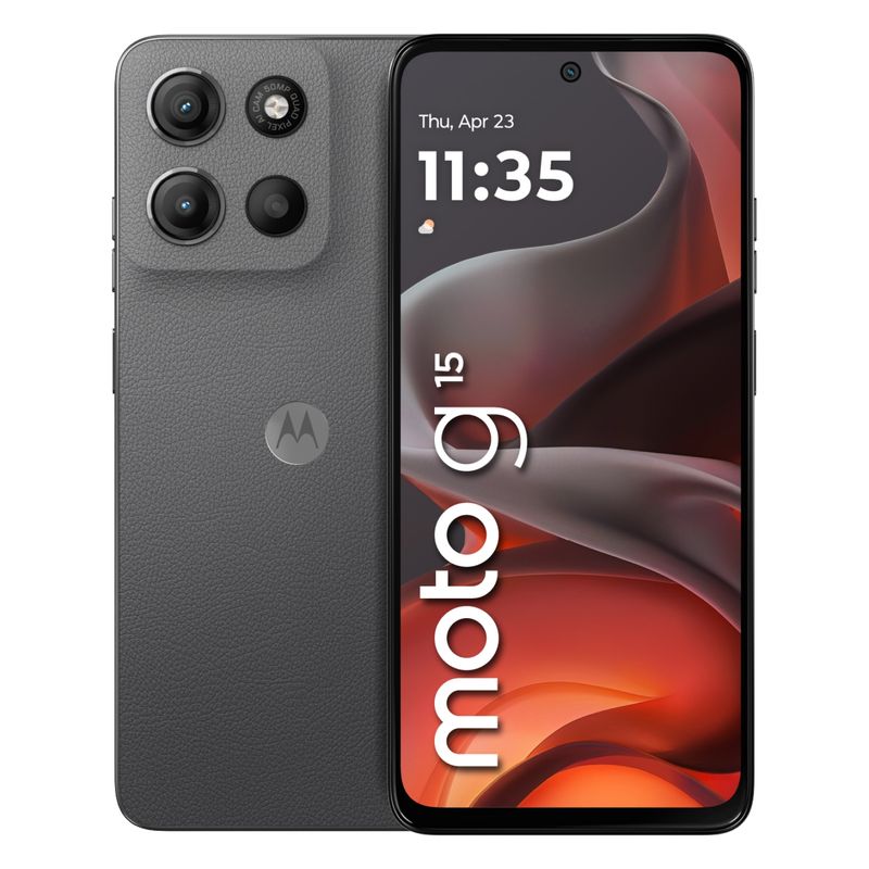 MOTOROLA - Celular Motorola G15 256GB|4GB RAM|Incluye en caja case protector + cargador de 20 W|Cámara posterior 50 MP|Cámara frontal 8MP|Pantalla 6,7 pulgadas|Mediatek G81