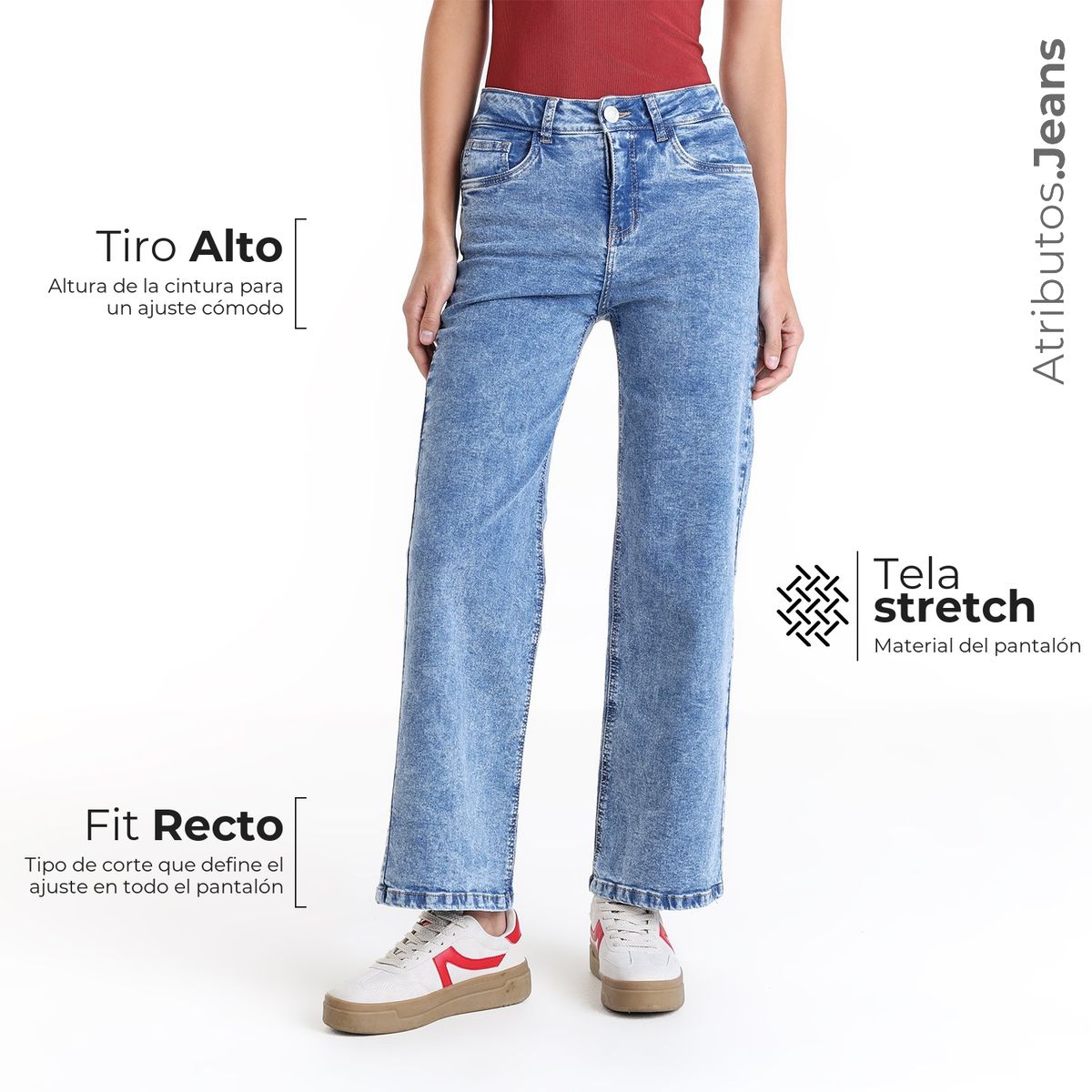 SYBILLA - Jean Recto Mujer Tiro alto de Algodón Sybilla