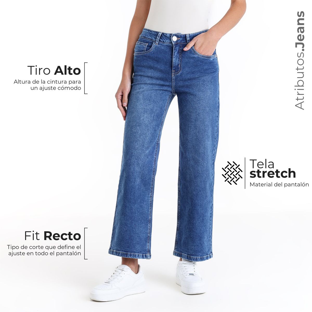 SYBILLA - Jean Recto Mujer Tiro alto de Algodón Sybilla