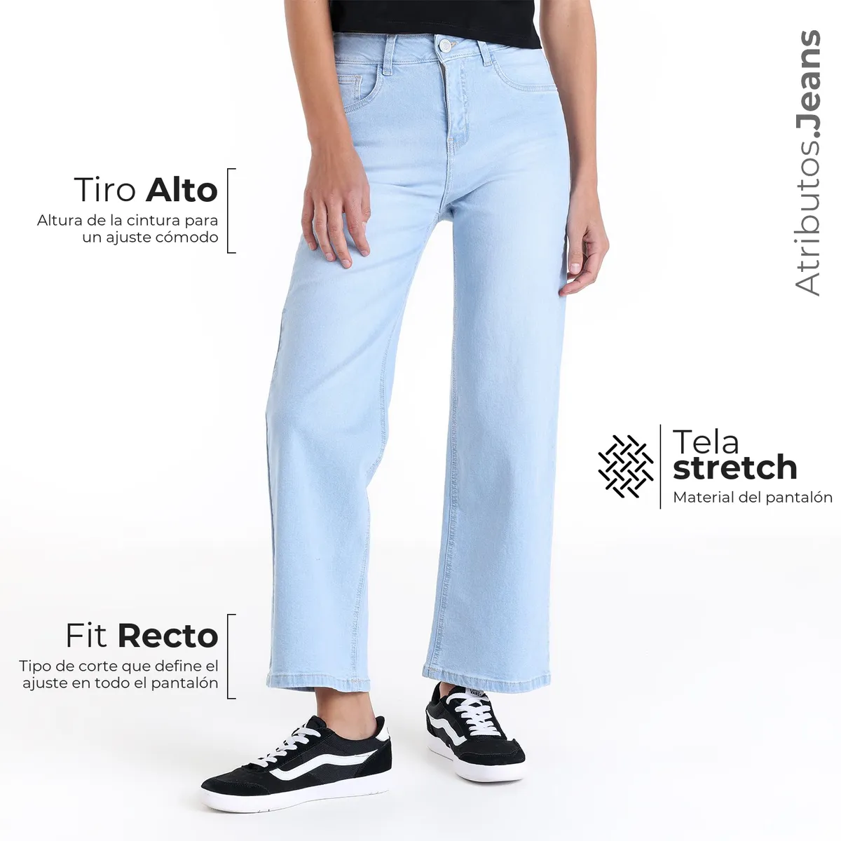 SYBILLA - Jean Recto Mujer Tiro alto de Algodón Sybilla