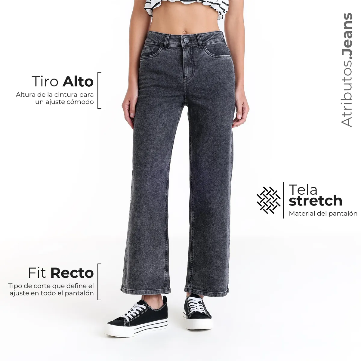 SYBILLA - Jean Recto Mujer Tiro alto de Algodón Sybilla