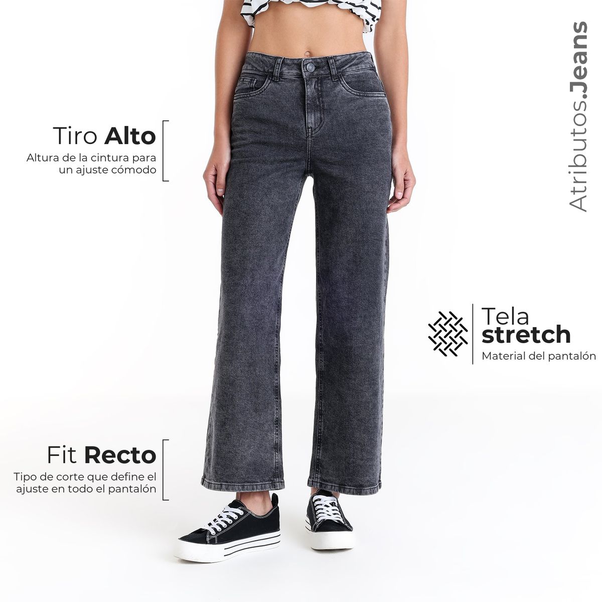 SYBILLA - Jean Recto Mujer Tiro alto de Algodón Sybilla