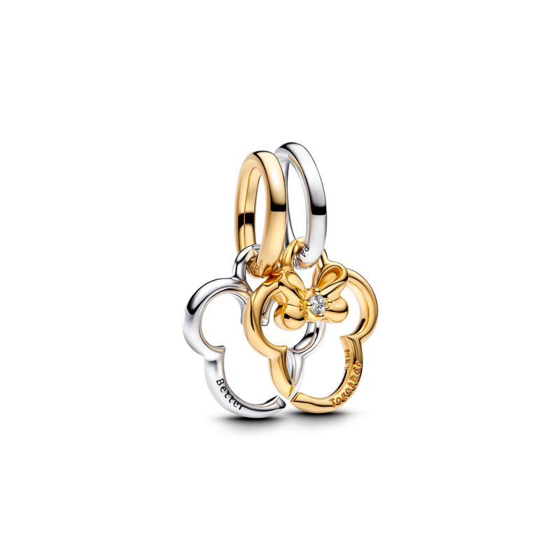 PANDORA - Charm Pandora Divisible Mickey Mouse & Minnie Mouse de Disney Plata Esterlina y Recubrimiento en Oro