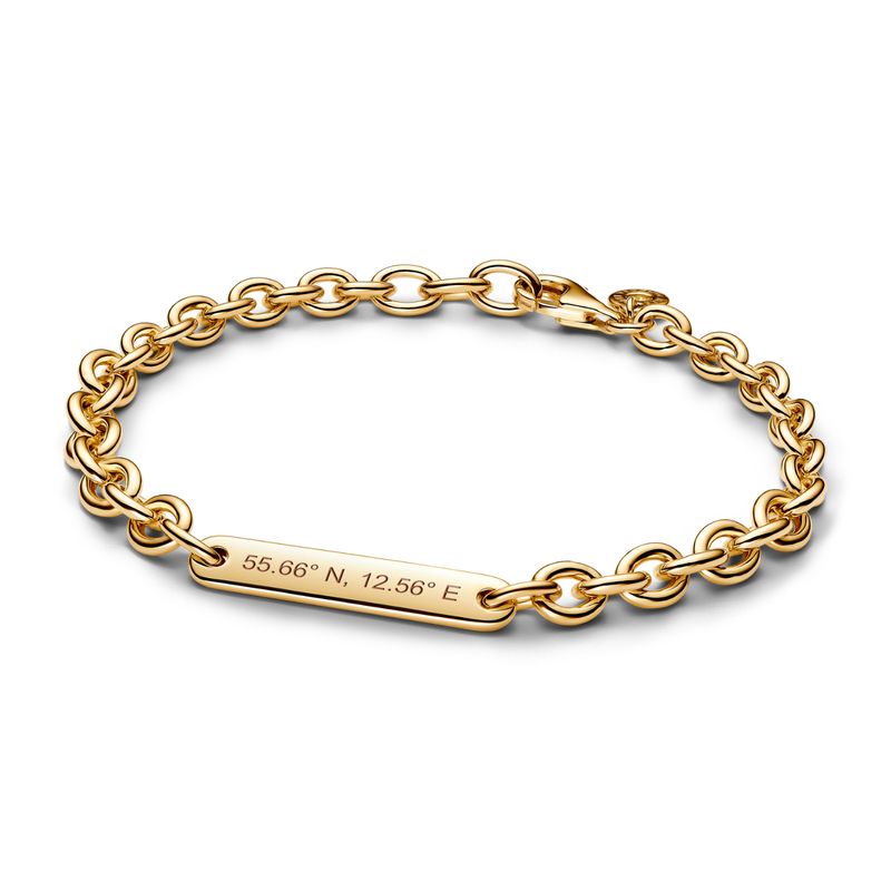 PANDORA - Brazalete Pandora Eslabones Barra Grabable Recubrimiento en Oro