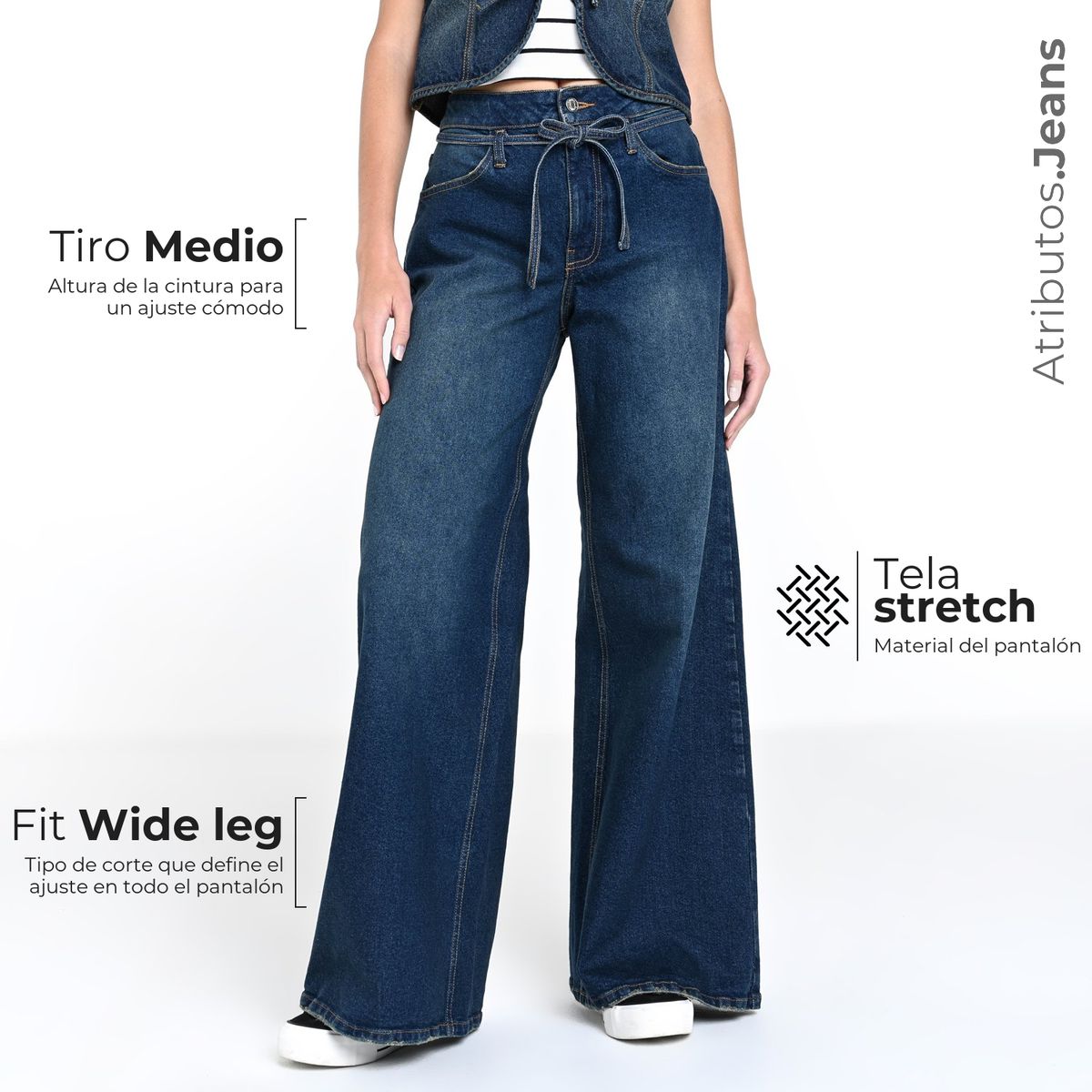 SYBILLA - Jean Wide leg Mujer Tiro medio Sybilla