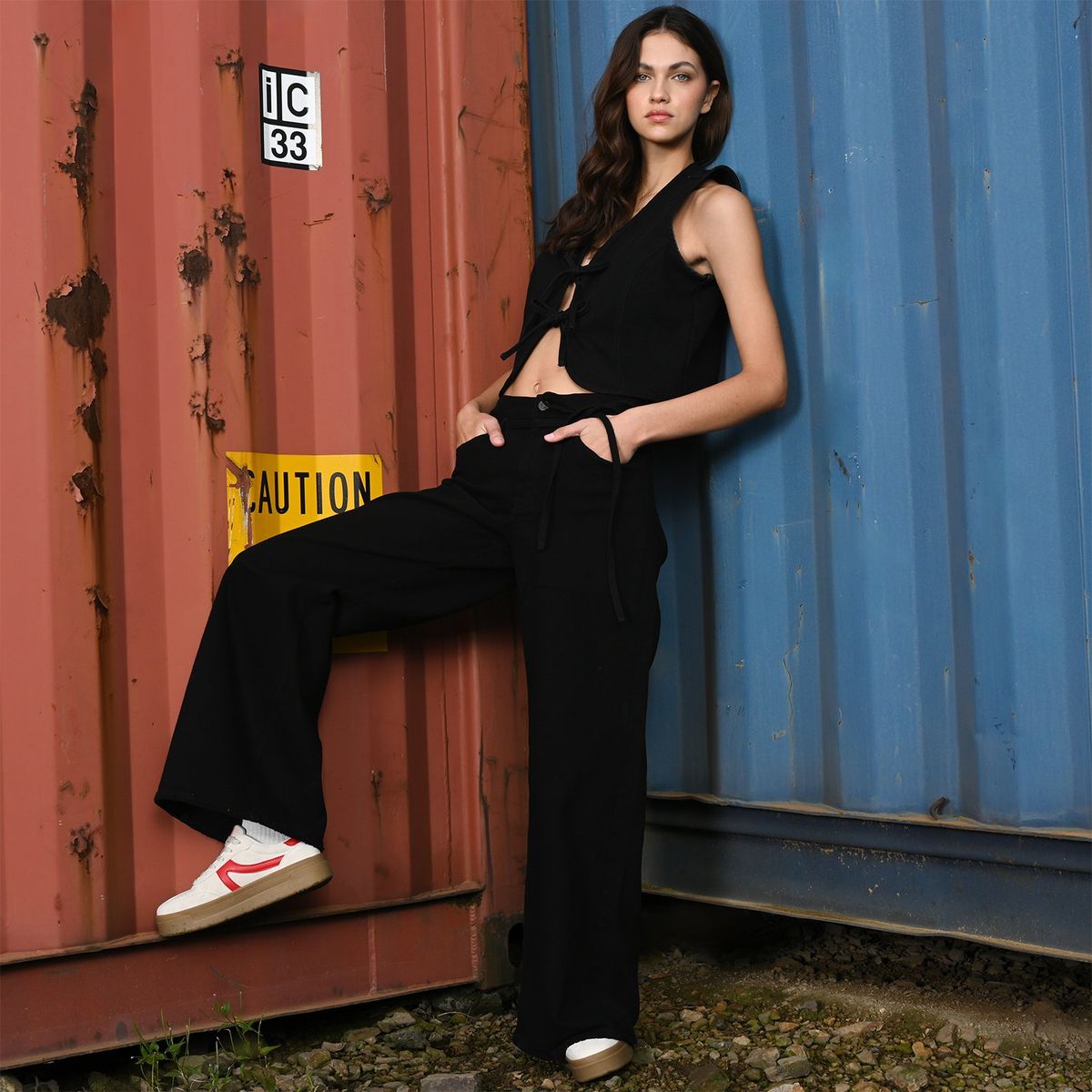 SYBILLA - Jean Wide leg Mujer Tiro medio Sybilla