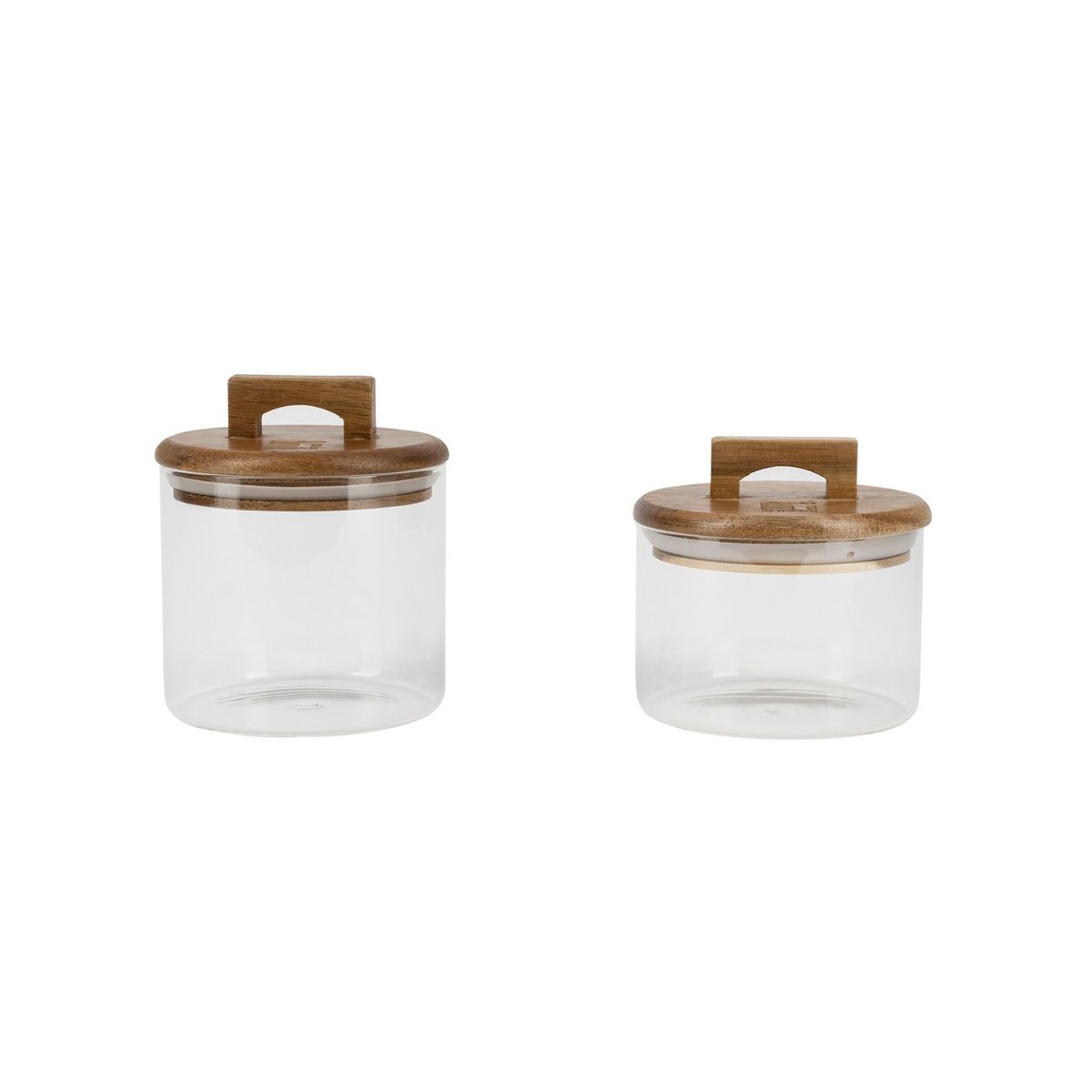 BERGNER - Set x2 Tarros De Cocina Con Tapa De Acacia (400 ml + 550 ml) Vidrio Borosilicato Coffee & Tea Lovers