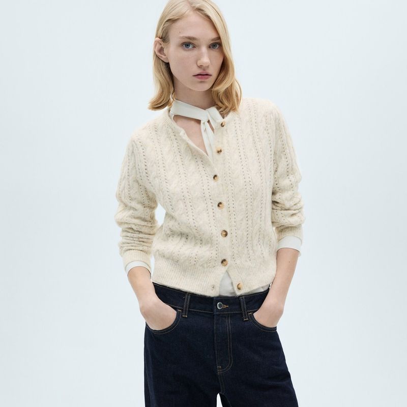 MANGO - Cardigan Mujer Tejido Manga larga Mango