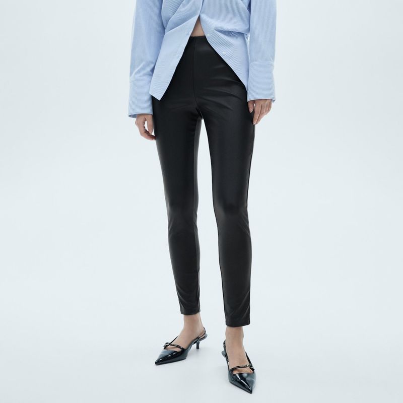 MANGO - Leggings Mujer Tiro alto Efecto cuero Mango