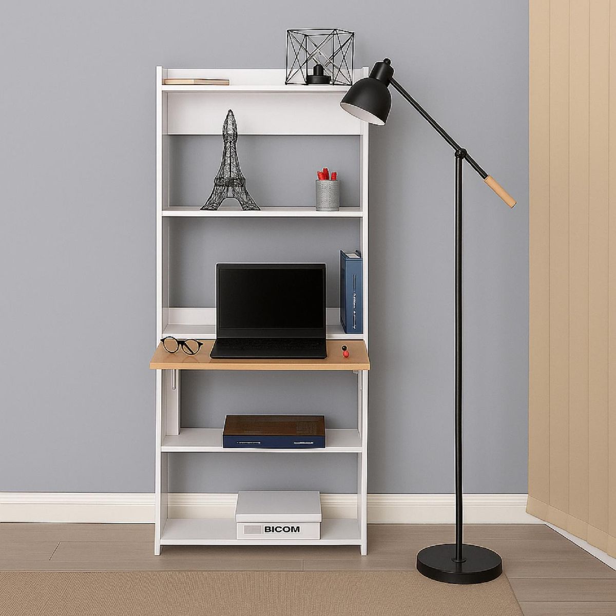 DKO DESIGN - Biblioescritorio Space Plegable ahorra espacio (160X64X54) Blanco