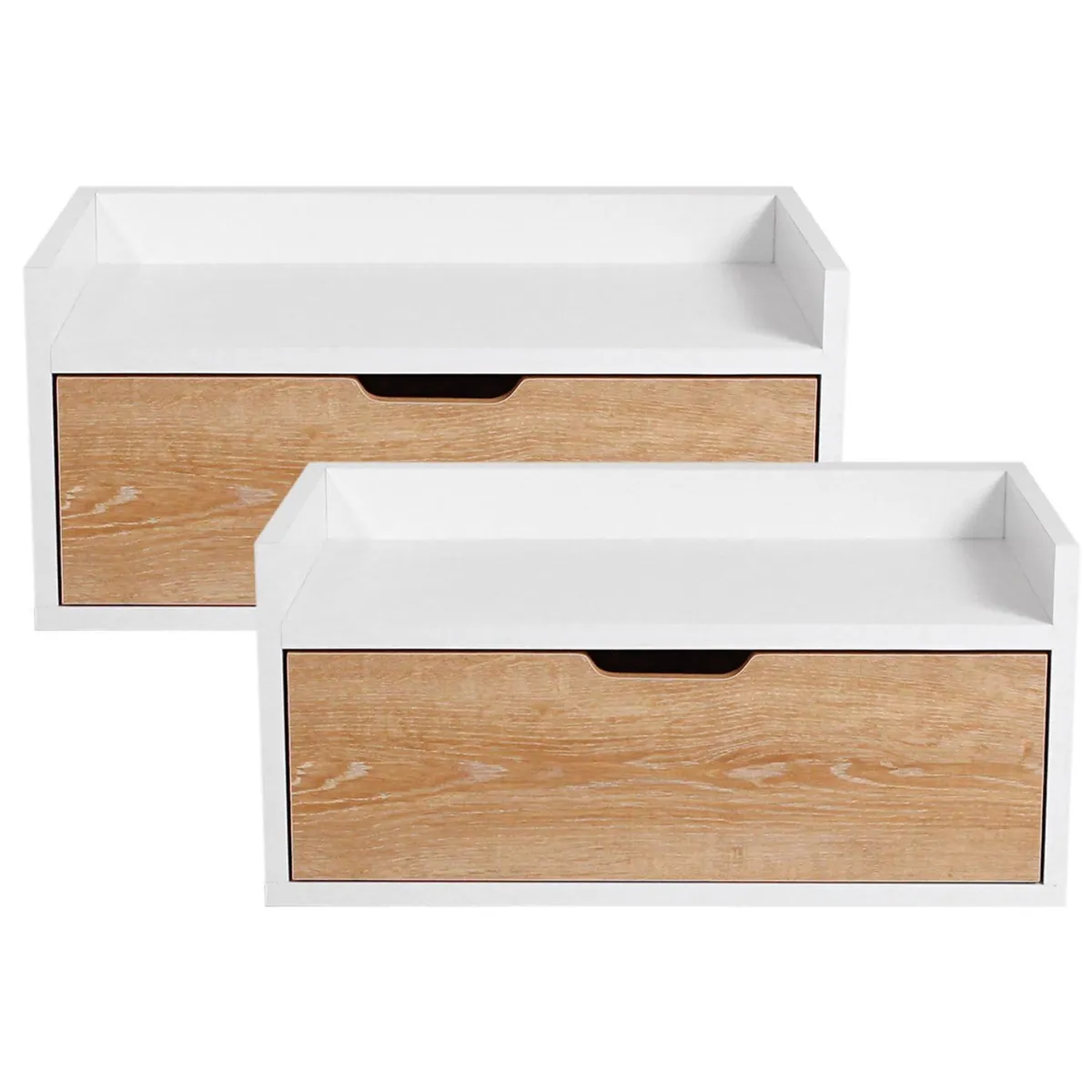 DKO DESIGN - Set x 2 Mesas de Noche Toulus Flotante (35X50X30) Blanca con puerta Vienes