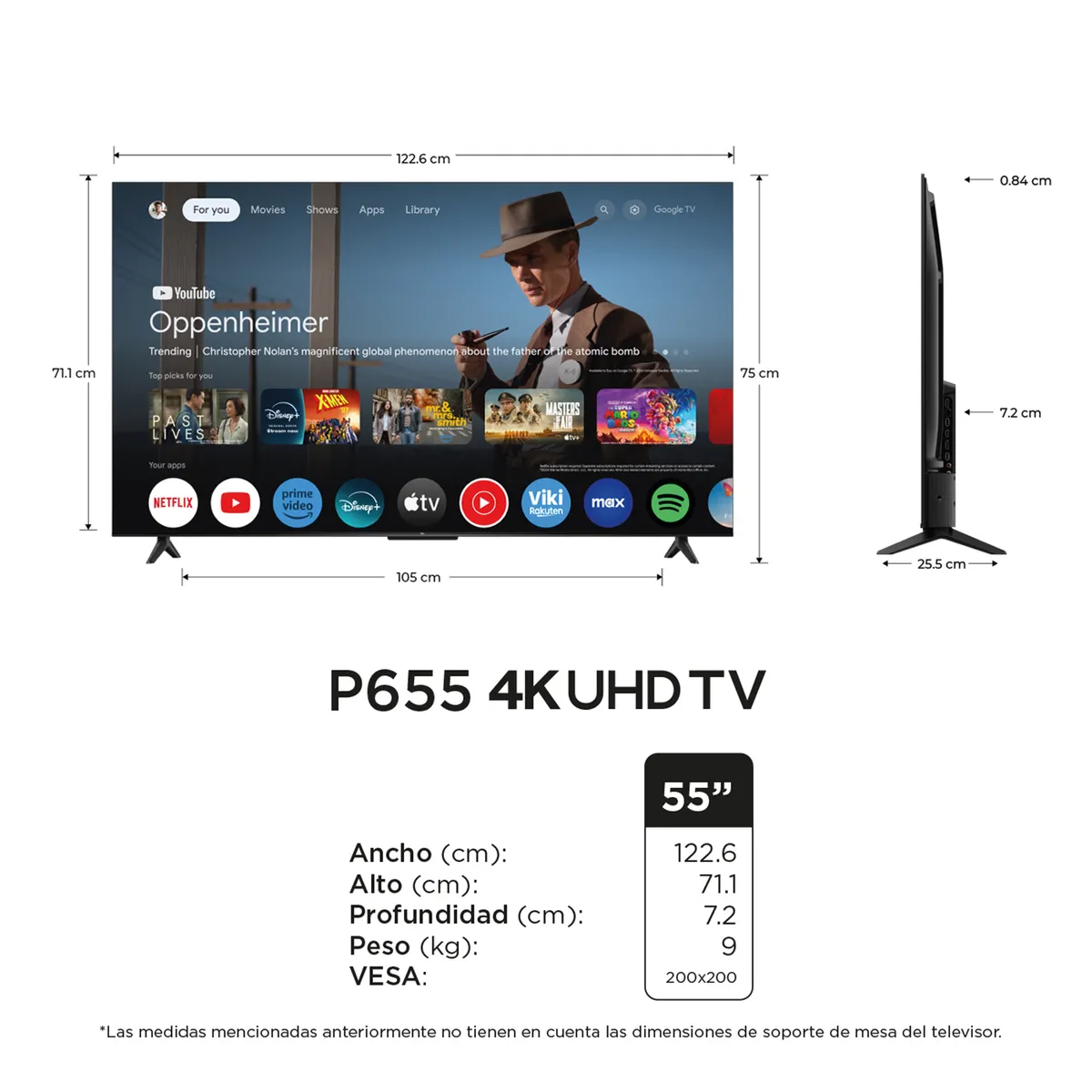 TCL - Televisor | TCL | 55 pulgadas | 4K UHD | LED | 55P655