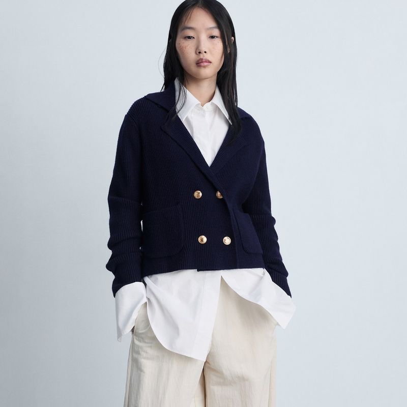 MANGO - Chaqueta Mujer Tejido Ajustado Mango