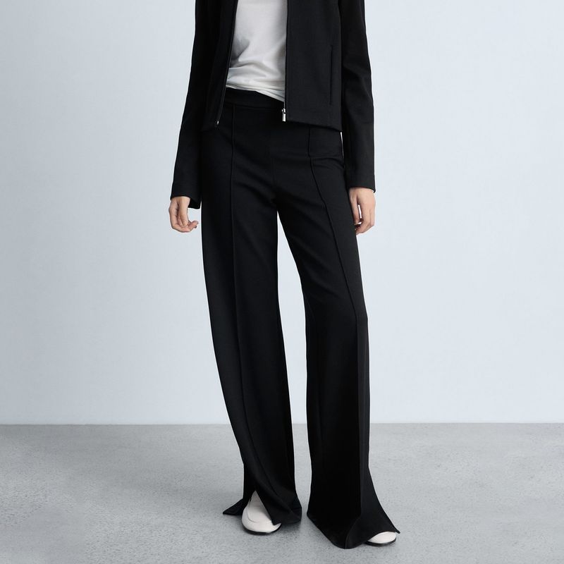 MANGO - Pantalón Wide leg Mujer Tiro medio Mango