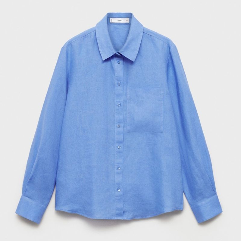 MANGO - Camisa Mujer Manga larga de Lino Mango