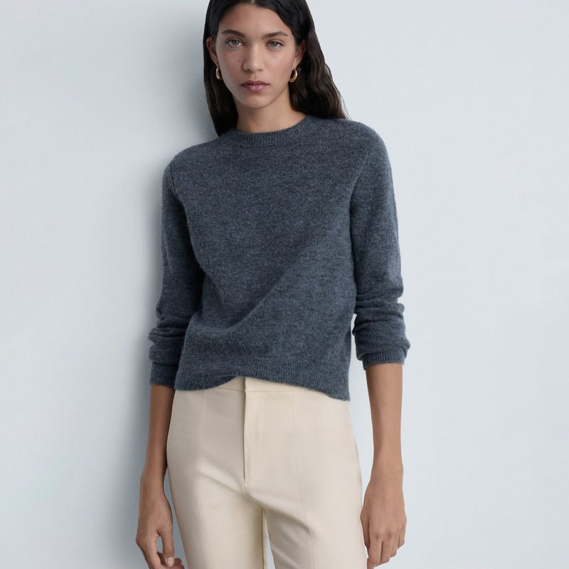 MANGO - Pantalón Recto Mujer Tiro medio Mango