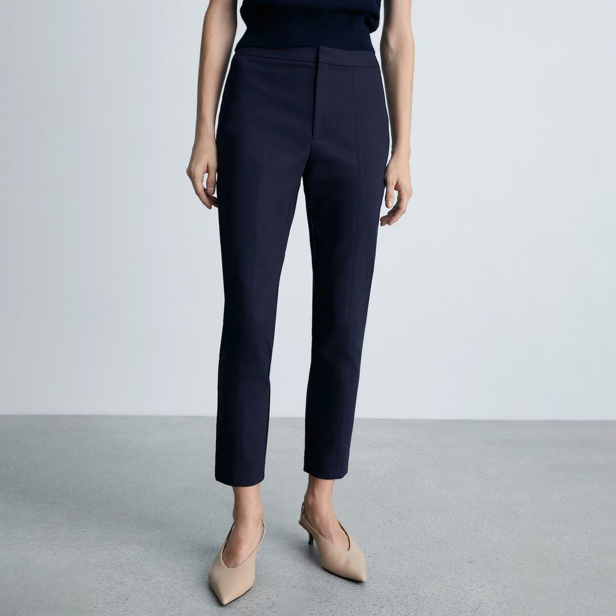 MANGO - Pantalón Recto Mujer Tiro medio Mango