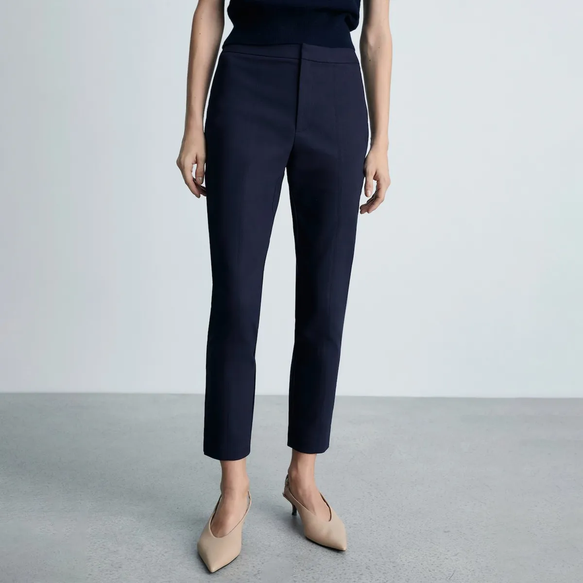 MANGO - Pantalón Recto Mujer Tiro medio Mango