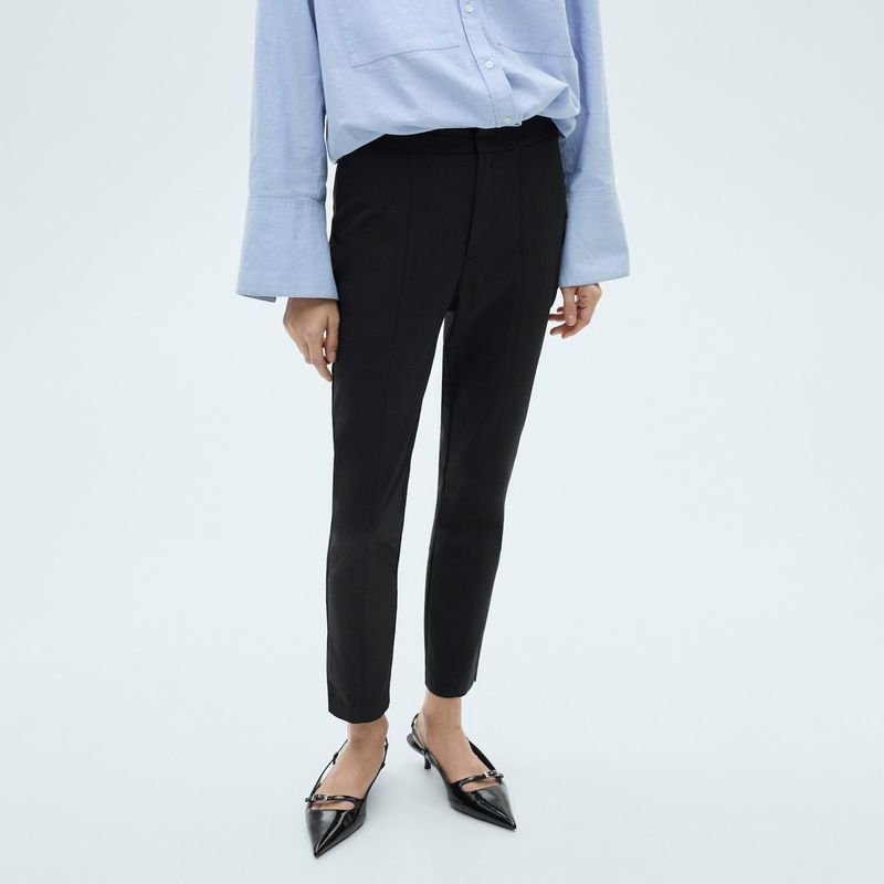 MANGO - Pantalón Recto Mujer Tiro medio Mango