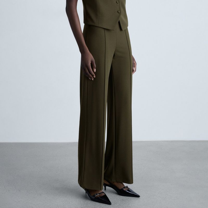MANGO - Pantalón Recto Mujer Tiro medio Mango