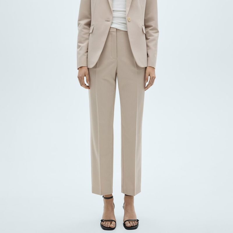 MANGO - Pantalón Recto Mujer Tiro medio Mango