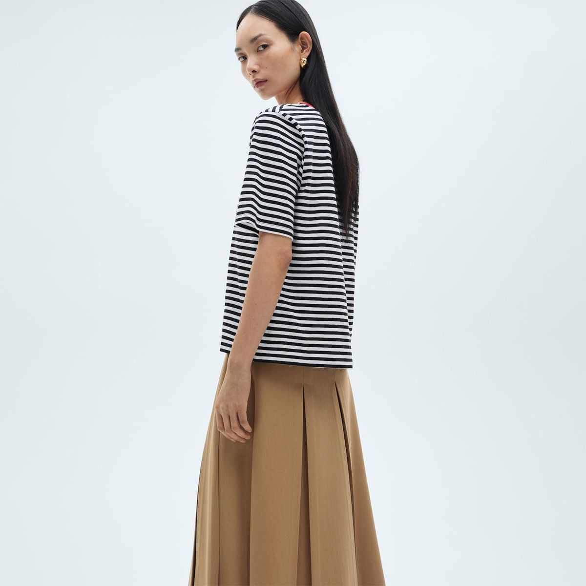 MANGO - Camiseta Mujer de Rayas Manga corta de Algodón MANGO 