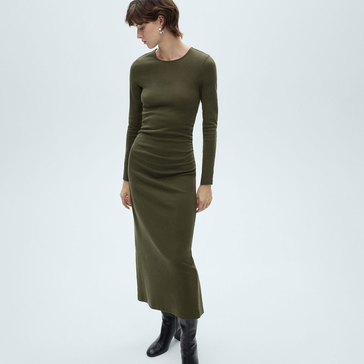 MANGO - Vestido Mujer Medio de Algodón MANGO