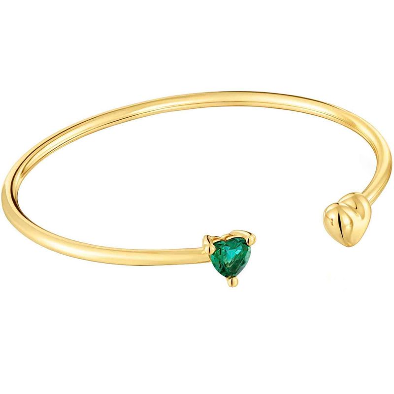 TOUS - Pulsera esclava con baño de oro 18 kt sobre plata y esmeralda creada en laboratorio Garden Of Love LGG
