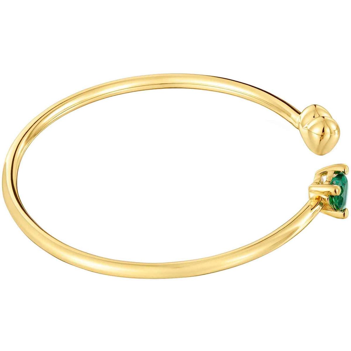 TOUS - Pulsera esclava con baño de oro 18 kt sobre plata y esmeralda creada en laboratorio Garden Of Love LGG