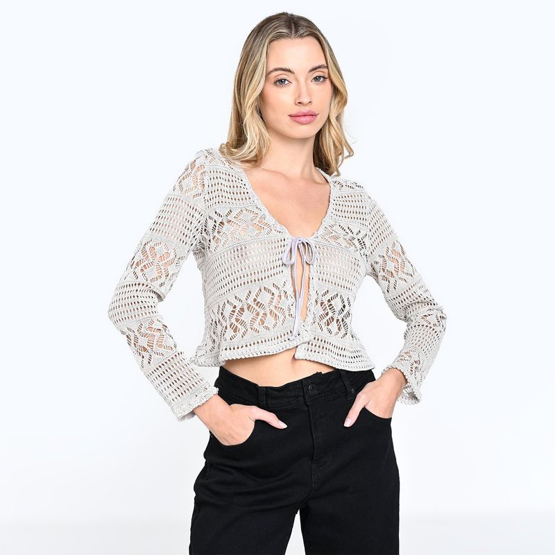 SYBILLA - Blusa Mujer Con transparencia Manga Larga SYBILLA