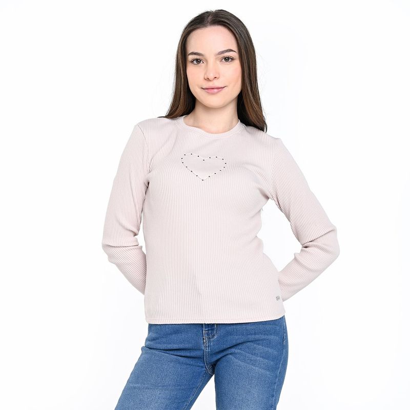 ELV - Camiseta manga larga para Niña Acanalada Manga larga de Algodón ELV