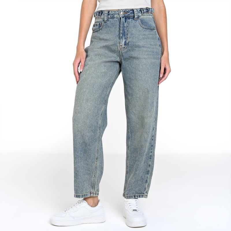DENIMLAB - Jean Baggy Mujer Tiro medio de Algodón Denimlab
