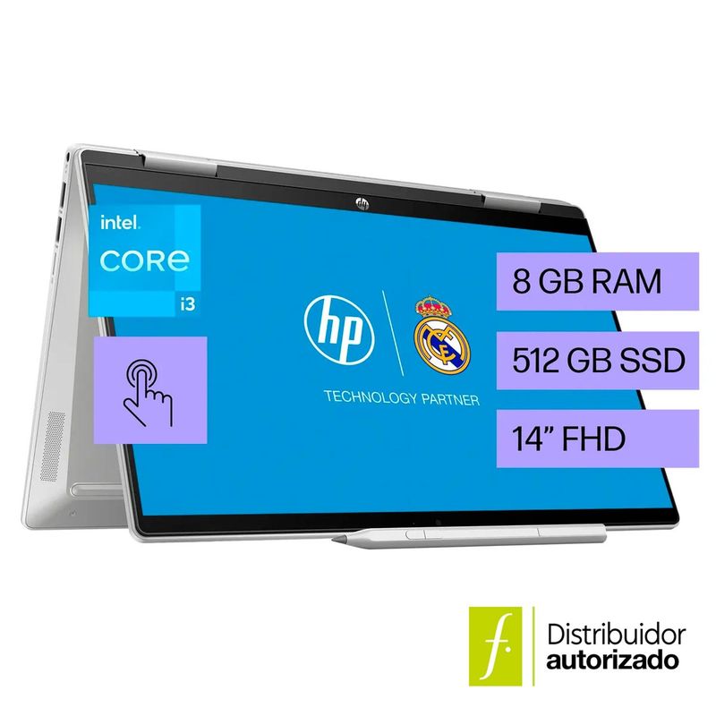 HP - Portátil HP Pavilion x360 2 en 1 táctil | Intel Core i3 | 8GB RAM | 512GB SSD Almacenamiento | Windows 11 Home | 14 pulgadas | 14-ek0010la | Computador portátil
