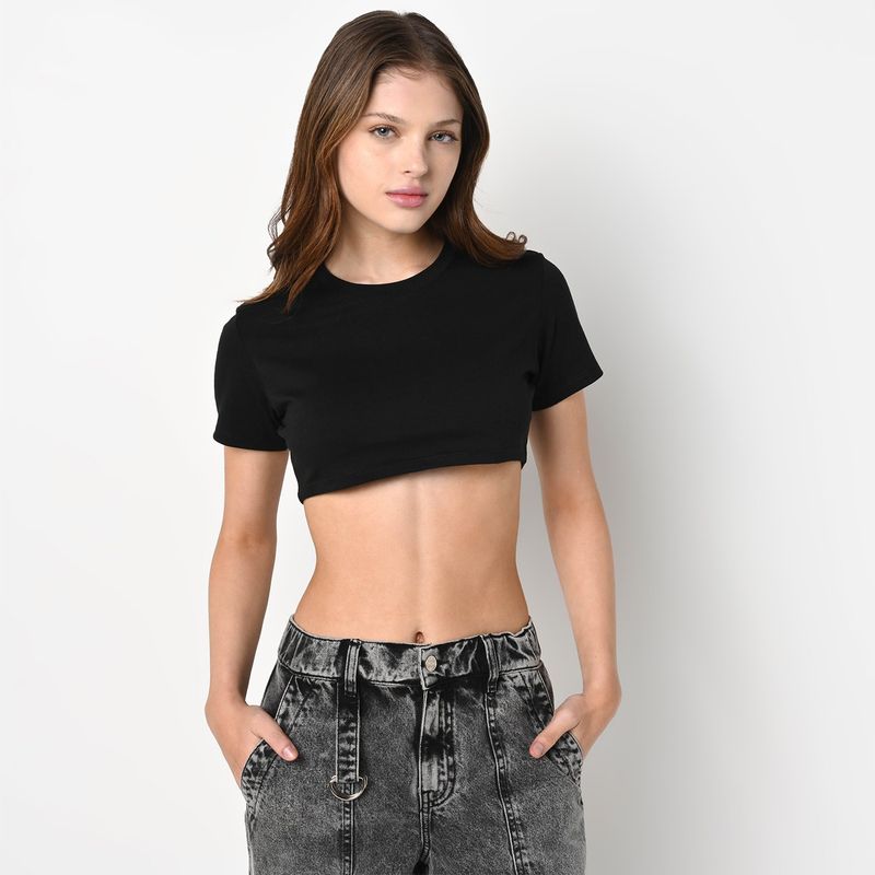 SYBILLA - Crop top Mujer Manga corta de Algodón Sybilla