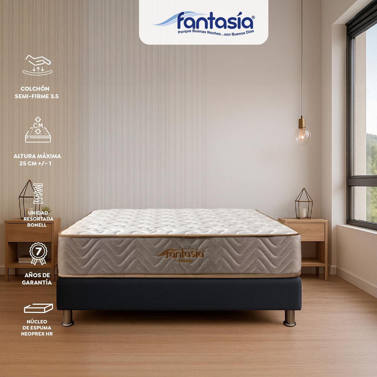 COLCHONES FANTASIA - Colchón King Resortes Colchón Litium 200 x 200 cm Fantasia  Falabella