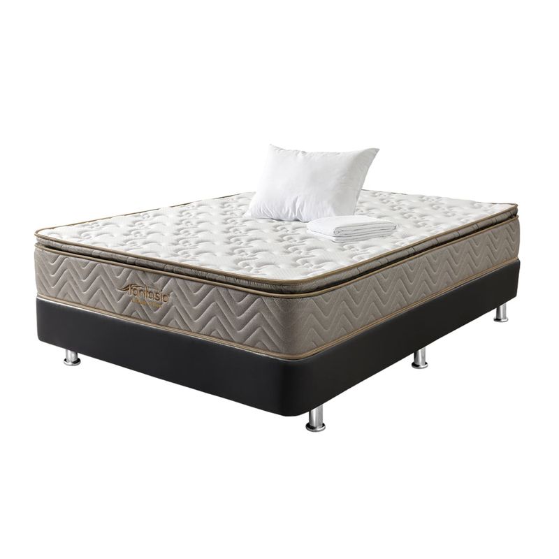 COLCHONES FANTASIA - Colchón con Base Cama Sencillo Firmeza Media Ortopédico con Pillow Resortado Litium 100 x 190 cm Colchones Fantasía - 0% Interés a 3 o 6 Cuotas Pagando con tu CMR Banco Falabella