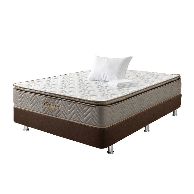 COLCHONES FANTASIA - Colchón con Base Cama Semidoble Firmeza Media Ortopédico con Pillow Resortado Litium 120 x 190 cm Colchones Fantasía - 0% Interés a 3 o 6 Cuotas Pagando con tu CMR Banco Falabella