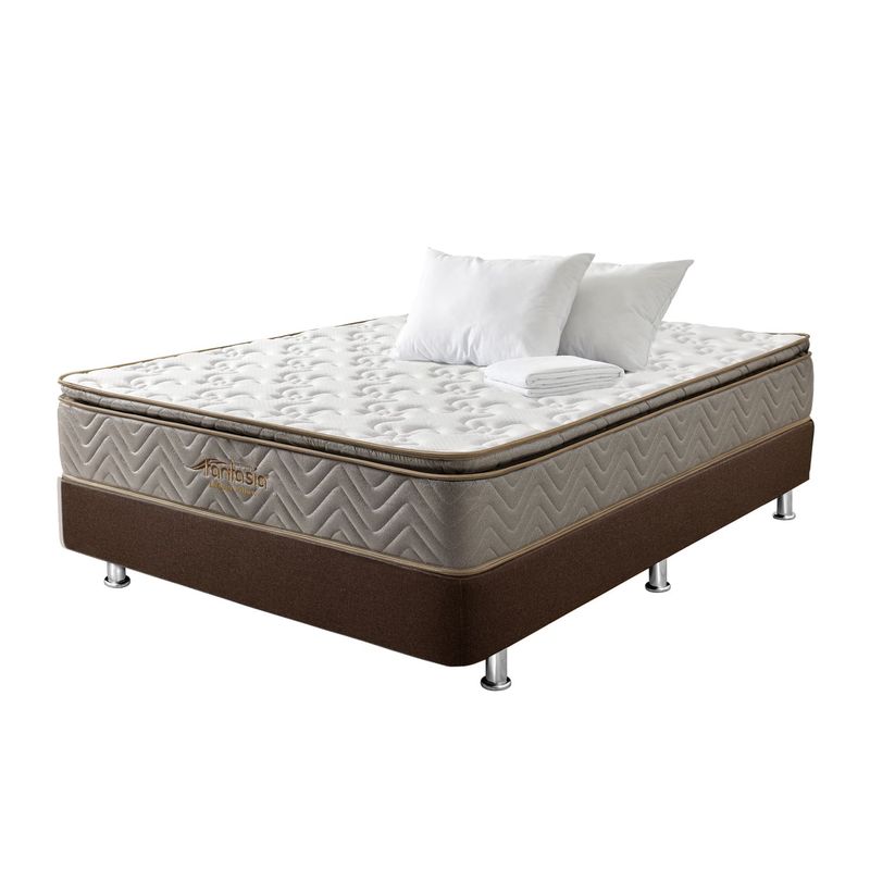 COLCHONES FANTASIA - Colchón con Base Cama Doble Firmeza Media Ortopédico con Pillow Resortado Litium 140 x 190 cm Colchones Fantasía - 0% Interés a 3 o 6 Cuotas Pagando con tu CMR Banco Falabella