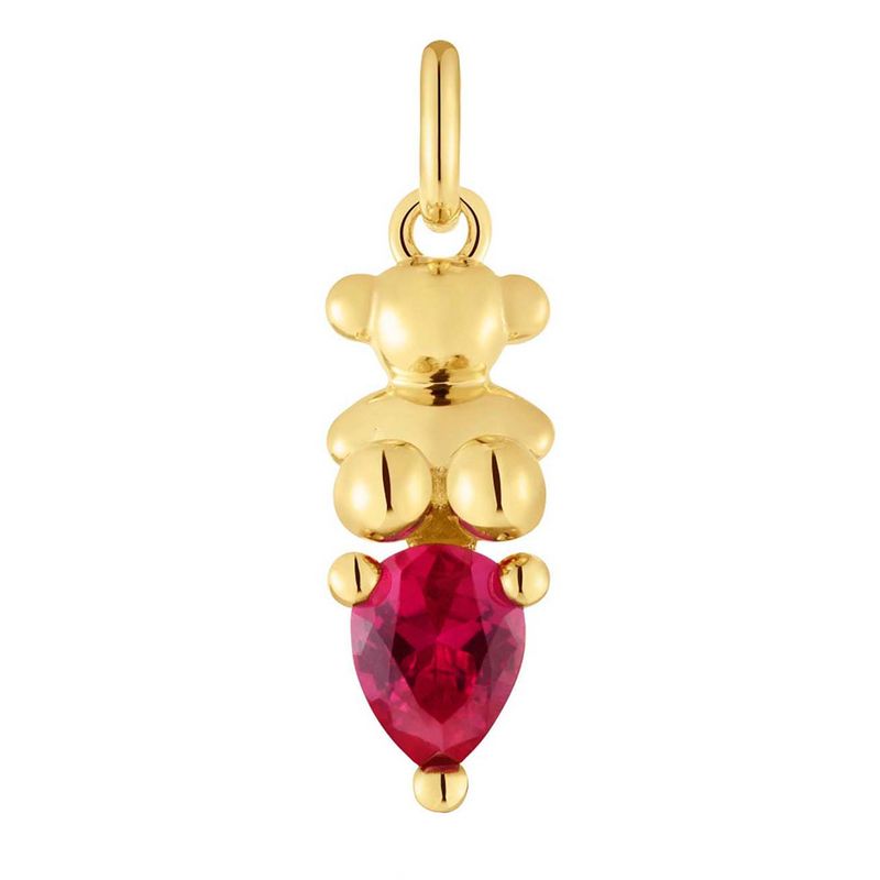 TOUS - Dije pequeño motivo oso con baño de oro 18 kt sobre plata y rubí creado en laboratorio Bold Bear LGG